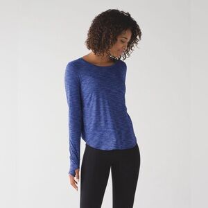 Lululemon On The Run Long Sleeve Heathered Sapphire Blue Size 6